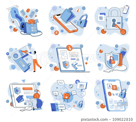 Digital currency vector illustration. Financial institutions are exploring use digital currencies for international transactions The integration digital currency into business models fosters Digital currency vector illustration. Financial institutions are exploring use digital currencies for international transactions The integration digital currency into business models fosters 109022810