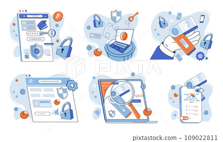Crypto wallet vector illustration. The financial sector is embracing potential digital wallets for currency management Blockchain technology ensures integrity and security digital wallet transactions Crypto wallet vector illustration. The financial sector is embracing potential digital wallets for currency management Blockchain technology ensures integrity and security digital wallet transactions 109022811