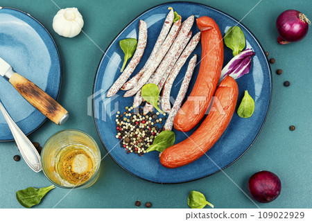 Dry smoked sausages, salami, kabanos 109022929