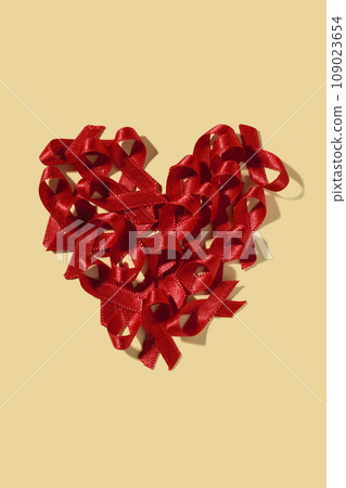 heart of red ribbons, for the fight against AIDS 109023654