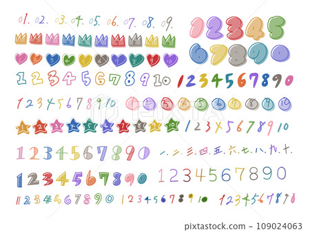 Illustration set of colorful handwritten numbers Illustration set of colorful handwritten numbers 109024063