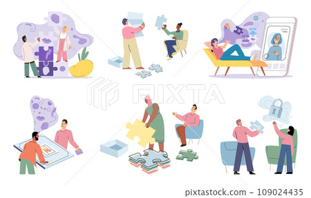 Game therapy vector illustration. Training through game-based learning fosters active engagement and practical skill development Patients can benefit from game-based teaching methods to enhance 109024435