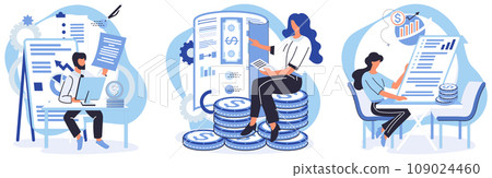 Financial accounting vector illustration. Invoices serve as accurate documentation financial transactions Development projects often require significant financial support The stability banks 109024460