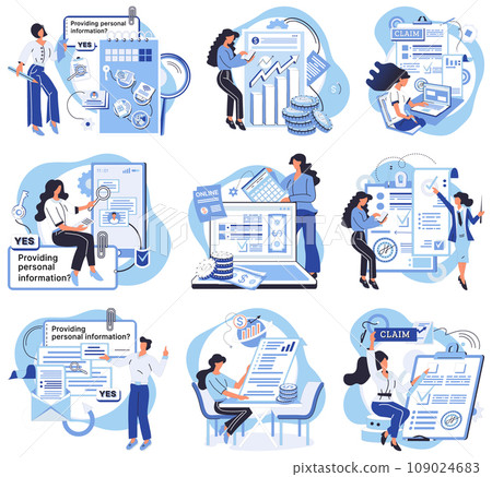 Financial audit vector illustration. Planning is vital for efficient budget administration, preventing financial imbalances The financial audit concept underscores importance data accuracy, minimizing 109024683