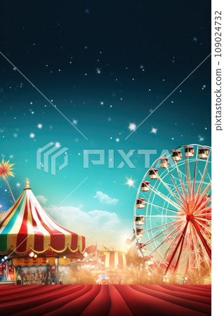This stock photo features a lively carnival scene in the background 109024732