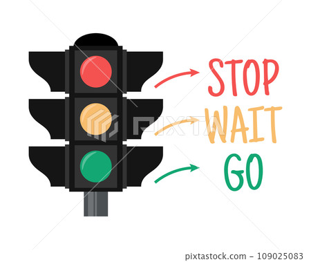 Traffic light with warning signs on a white background. Road semaphore. Illustration in flat style, vector Traffic light with warning signs on a white background. Road semaphore. Illustration in flat style, vector 109025083