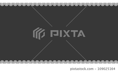 黑色背景上的白色蕾絲框架 - 可愛的裝飾背景材料 - 16:9 109025164
