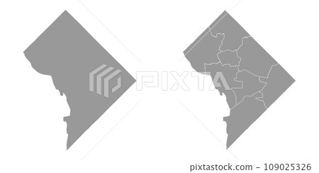 Washington DC state gray maps. Vector illustration. 109025326