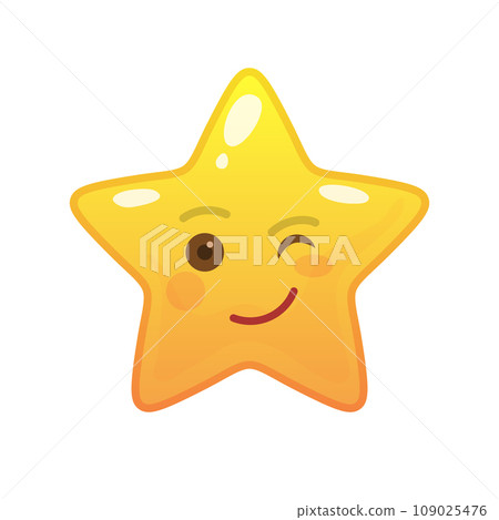 Playful star shaped comic emoticon 109025476