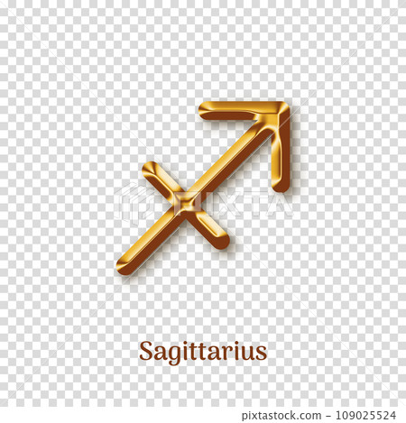 Sagittarius golden zodiac isolated sign Sagittarius golden zodiac isolated sign 109025524