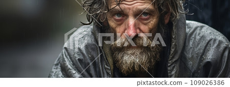 Homeless people close-up on city streets Homeless people close-up on city streets 109026386
