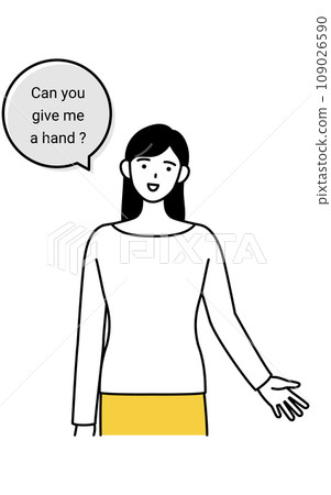 英語對話，穿著休閒服的亞洲女性用英語詢問 109026590