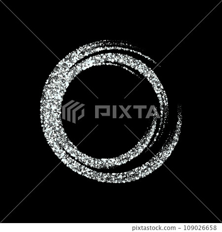 Silver dust frame on black background, design element 109026658