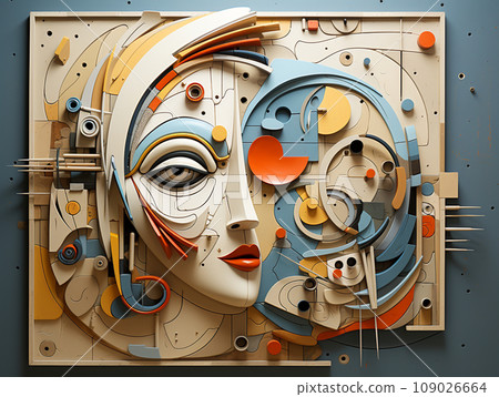 The beautiful abstract of a beautiful woman in a wooden pattern. 109026664