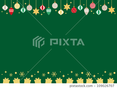 Christmas tree frame with colorful ornaments Christmas tree frame with colorful ornaments 109026707