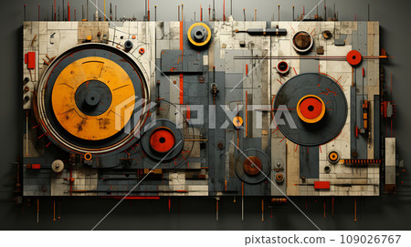 Abstract background of a wall with a DJ Controller on it. 109026767