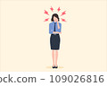 tired business woman has a headache, holding hand front his head,The concept of business problem,headache,Migraine,stress work, unhappy businesswoman overload duty,work pressure,vector illustration.  109026816