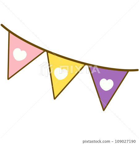 Heart colorful flags hanging 109027190
