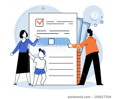 Child benefit. Vector illustration. The governments aid acts as assistant to families who require child-related financial support Child benefits serve as aide in alleviating financial burden Child benefit. Vector illustration. The governments aid acts as assistant to families who require child-related financial support Child benefits serve as aide in alleviating financial burden 109027504