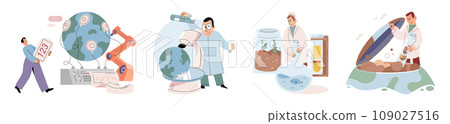 Earth care. Vector illustration. Saving planet requires collective commitment to eco conscious choices Supporting environmental initiatives is step towards greener world Earth care reminds 109027516