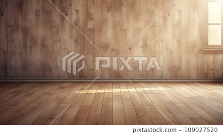 Empty room with wooden floor  109027520