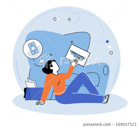 Unemployment. Vector illustration. Layoffs during crisis can create sense fear and instability in job market Stagnation in job opportunities contributes to pervasive feeling hopelessness and despair Unemployment. Vector illustration. Layoffs during crisis can create sense fear and instability in job market Stagnation in job opportunities contributes to pervasive feeling hopelessness and despair 109027521