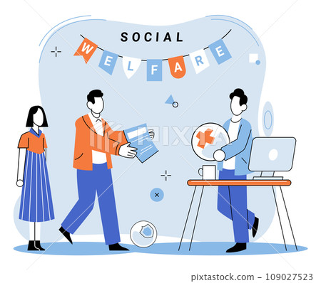 Social welfare. Vector illustration. Security is fundamental aspect social welfare, ensuring well-being individuals Support from community is crucial for success social welfare initiatives Social welfare. Vector illustration. Security is fundamental aspect social welfare, ensuring well-being individuals Support from community is crucial for success social welfare initiatives 109027523