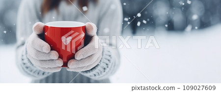 Cup of winter drink in hands Cup of winter drink in hands 109027609