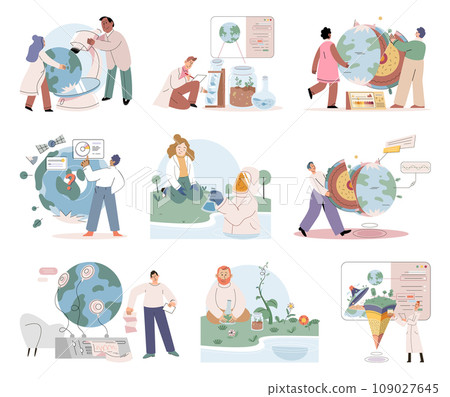 Earth care. Vector illustration. Earth care calls for collective responsibility towards our planet Caring for environment strengthens bond within community Earth Day serves as reminder to actively 109027645