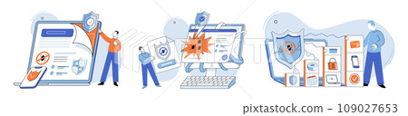 Industrial cyber security. Vector illustration. The ever-present threat cyber attacks necessitates proactive security measures Firewalls act as first line defense against unauthorized access Industrial cyber security. Vector illustration. The ever-present threat cyber attacks necessitates proactive security measures Firewalls act as first line defense against unauthorized access 109027653
