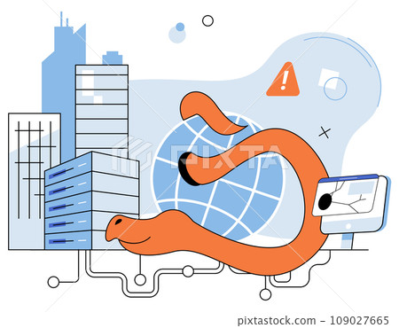 Industrial cyber security. Vector illustration. The industry must continuously adapt its security systems to address emerging threats Analysis cyber risks helps identify potential weaknesses 109027665