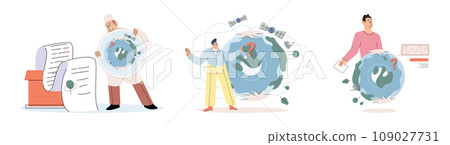 Earth care. Vector illustration. Supporting environmental initiatives contributes to well being our planet Protecting Earth is shared responsibility transcends borders Recycling is simple 109027731
