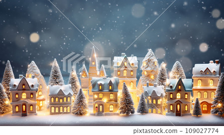 Christmas village winter postcard Christmas village winter postcard 109027774