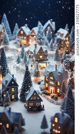 Christmas village winter postcard Christmas village winter postcard 109027775