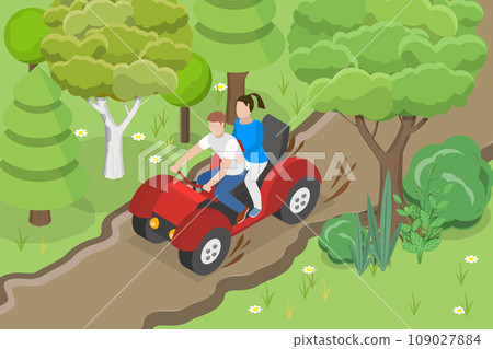 3D Isometric Flat Vector Illustration of ATV Tour 3D Isometric Flat Vector Illustration of ATV Tour 109027884