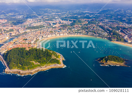 Aerial view of San Sebastian, Spain 109028111
