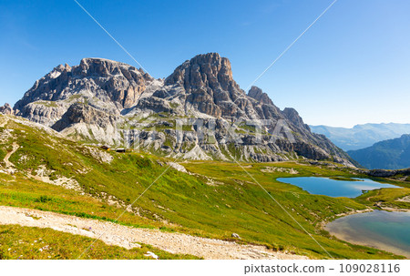 Clear emerald-turquoise pond water in Laghi dei piani area 109028116