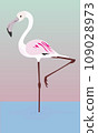 Pink flamingo. Cute and beautiful flat pink flamingo, summer design for print, kids drawing 109028973