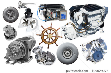 Set of yacht parts isolated on white 109029076