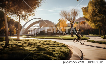 Cyclist riding on an open road Cyclist riding on an open road 109029104