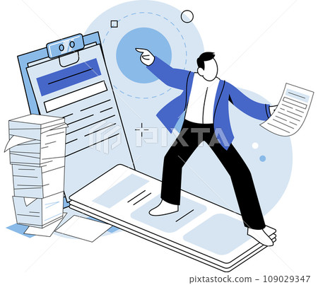 Paperwork. Vector illustration. Juggling multiple tasks, including paperwork, is common occurrence The paperwork overload chinder productivity and efficiency The workload seems never-ending Paperwork. Vector illustration. Juggling multiple tasks, including paperwork, is common occurrence The paperwork overload chinder productivity and efficiency The workload seems never-ending 109029347