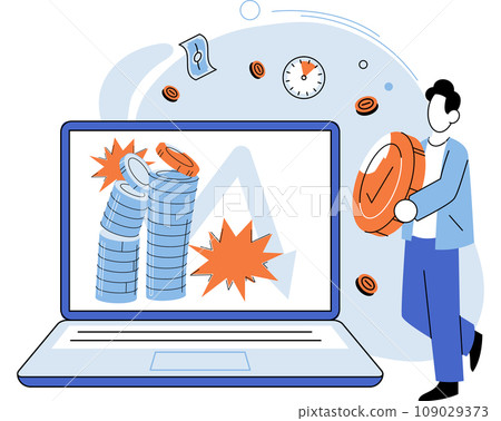 Falling economy. Vector illustration. The falling economy highlights need for diversification and risk management in investments Economic downturns necessitate reassessment business strategies Falling economy. Vector illustration. The falling economy highlights need for diversification and risk management in investments Economic downturns necessitate reassessment business strategies 109029373