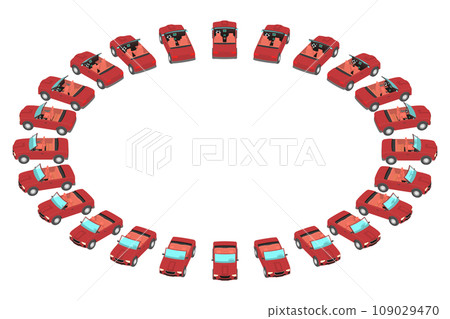 24 burgundy convertibles in an isometric view. 24 burgundy convertibles in an isometric view. 109029470