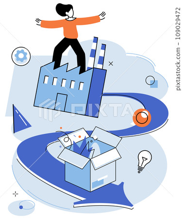 Manufacturer model. Vector illustration. Strategic planning ensures long-term productivity and growth The companys goal is to improve manufacturing efficiency and reduce costs Making data-driven Manufacturer model. Vector illustration. Strategic planning ensures long-term productivity and growth The companys goal is to improve manufacturing efficiency and reduce costs Making data-driven 109029472