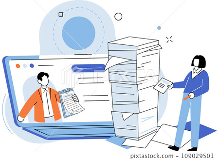 Paperwork. Vector illustration. Financial reports are crucial for companys management Numerous emails related to finance and paperwork are received The constant flow paperwork ccreate sense chaos Paperwork. Vector illustration. Financial reports are crucial for companys management Numerous emails related to finance and paperwork are received The constant flow paperwork ccreate sense chaos 109029501