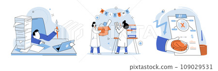 Business chaos. Vector illustration. The business chaos metaphor emphasizes need for effective management and strategies to alleviate chaos and restore order Clear communication and prioritization Business chaos. Vector illustration. The business chaos metaphor emphasizes need for effective management and strategies to alleviate chaos and restore order Clear communication and prioritization 109029531