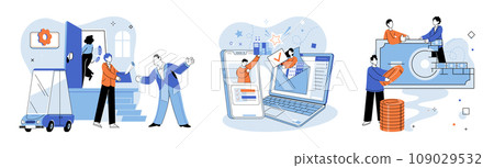 Successful business. Vector illustration. Community connection and friendship contribute to success Effective organization and collaboration lead to successful projects Brainstorming sessions enhance 109029532