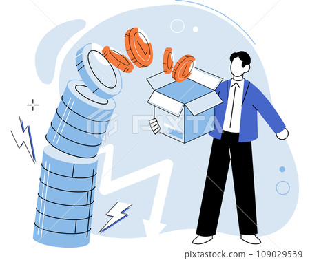 Falling economy. Vector illustration. Economic downturns necessitate reassessment business strategies and cost-cutting measures A falling economy clead to job losses and financial hardship 109029539