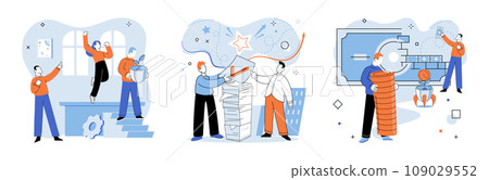 Successful business. Vector illustration. Effective management fosters collaboration and innovation Cooperation among team members leads to success Solution-oriented discussions drive progress Successful business. Vector illustration. Effective management fosters collaboration and innovation Cooperation among team members leads to success Solution-oriented discussions drive progress 109029552