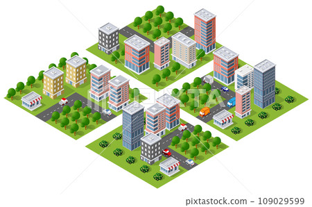 The city's lifestyle scene illustrations on urban themes with houses 109029599